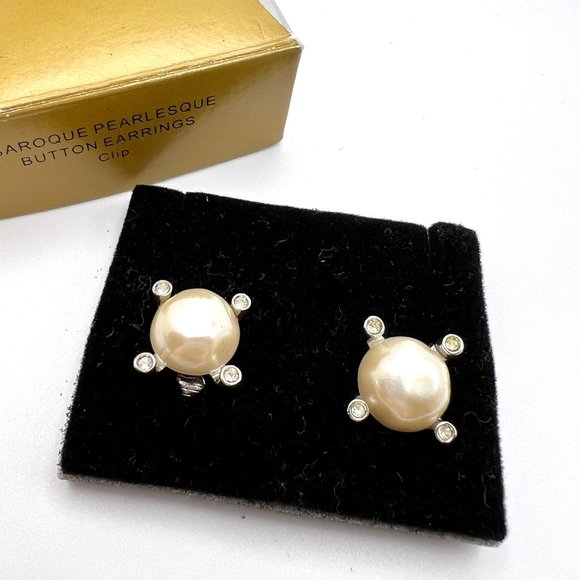 Avon Jewelry - Avon Baroque Pearlesque Button CLIP Earrings